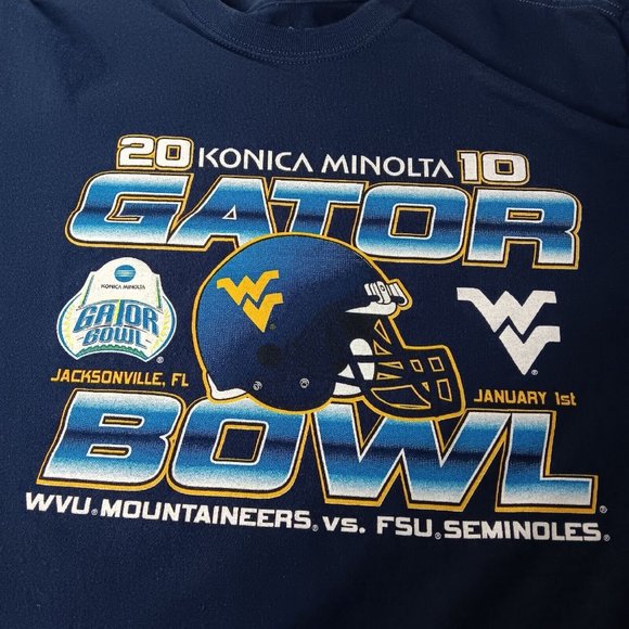 WVU Mountaineers 2010 Gator Bowl Mens M T Shirt Florida Seminoles Long Slv READ - Picture 2 of 5